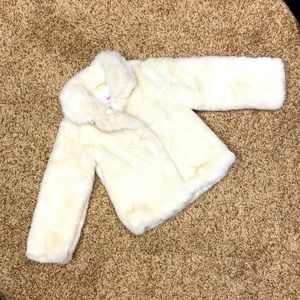 White Faux Fur Coat Size 5 (girls) NWT